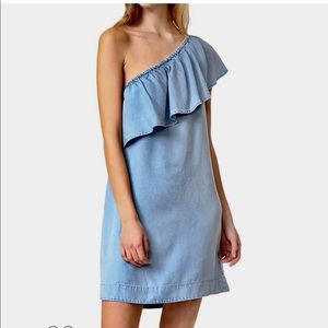 7 For All Mankind one shoulder denim dress